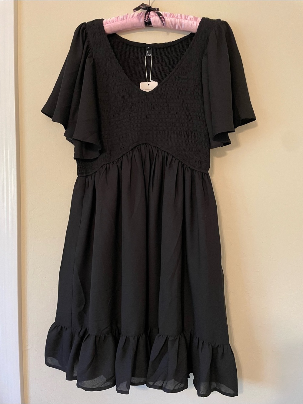 Flowy Black Short Sleeve Dress
